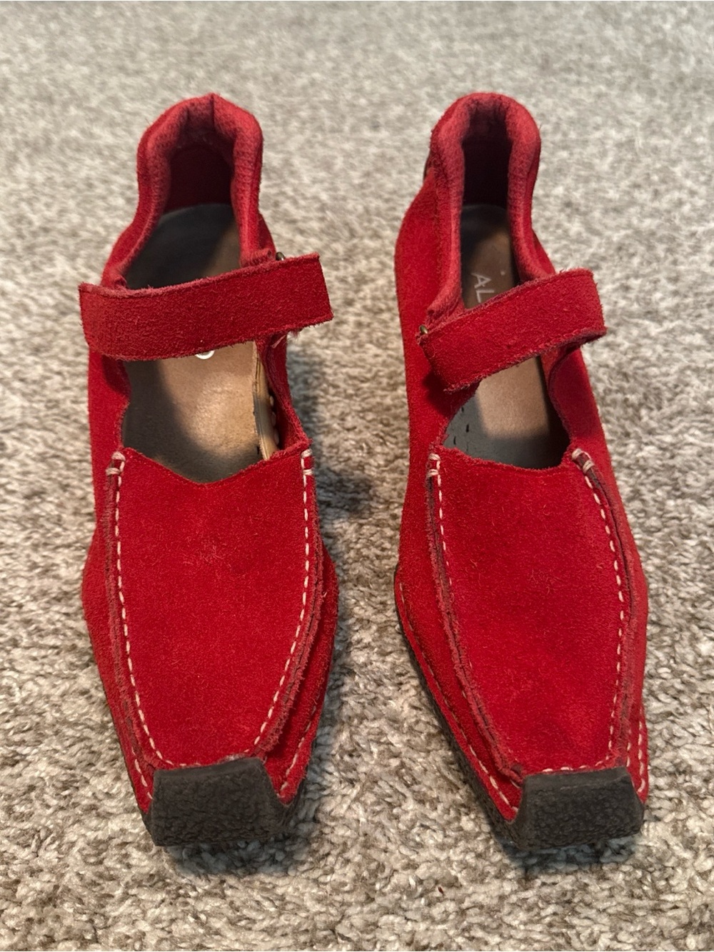 Red Suede Wedges - Velcro Strap
